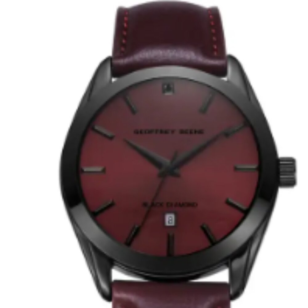 Mens Geoffrey Beene® Genuine Black Diamond Watch --BURGUNDY